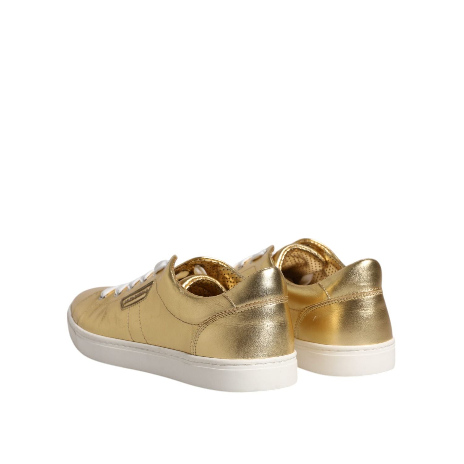 Dolce & Gabbana Gold Leather Logo London Men Sneakers Shoes