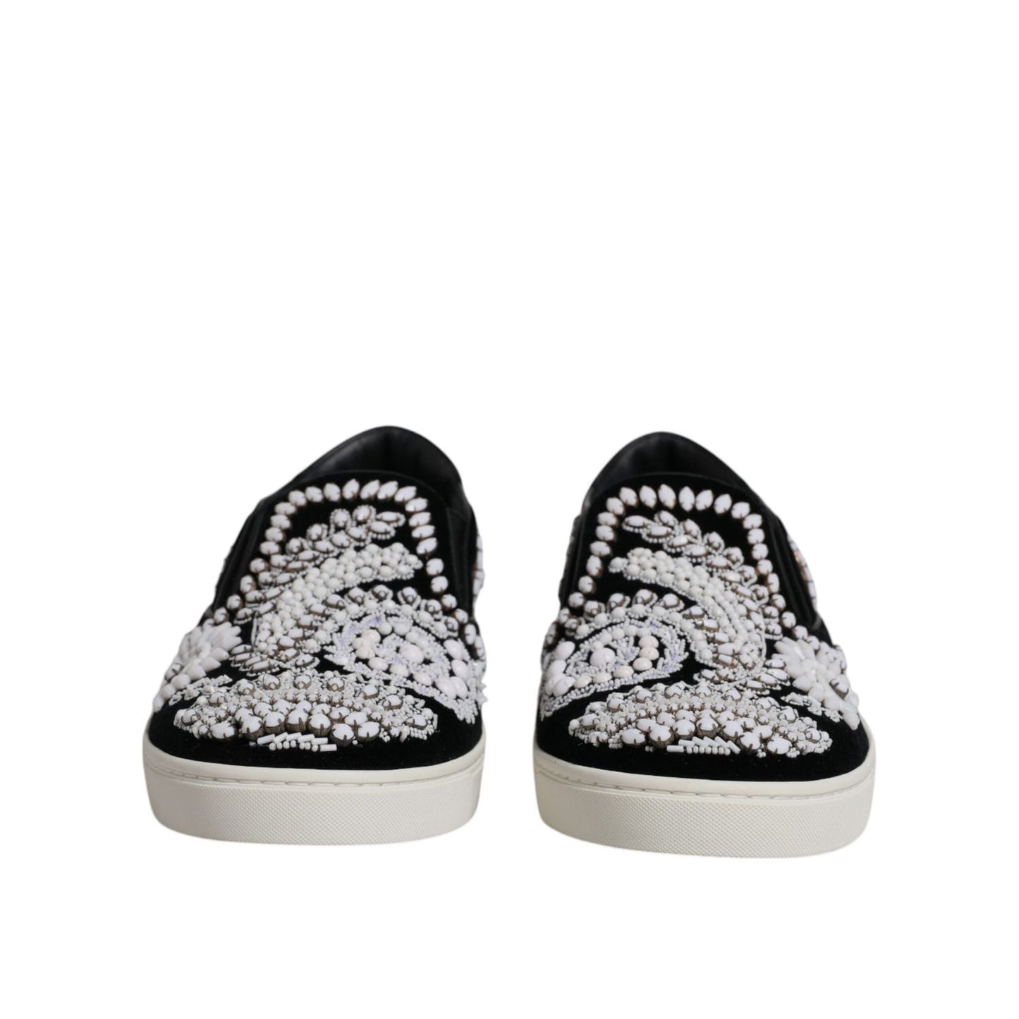 Dolce & Gabbana Black Embellished London Men Slip On Shoes MV6587-41