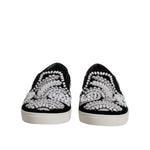 Dolce & Gabbana Black Embellished London Men Slip On Shoes MV6587-41