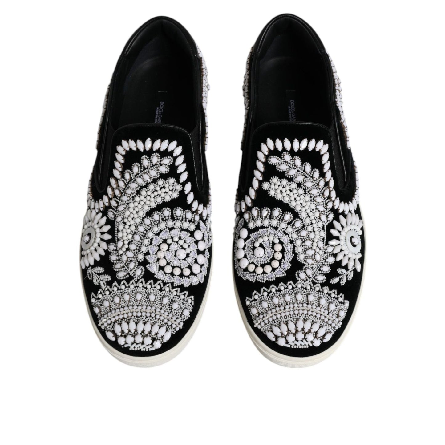 Dolce & Gabbana Black Embellished London Men Slip On Shoes MV6587-41