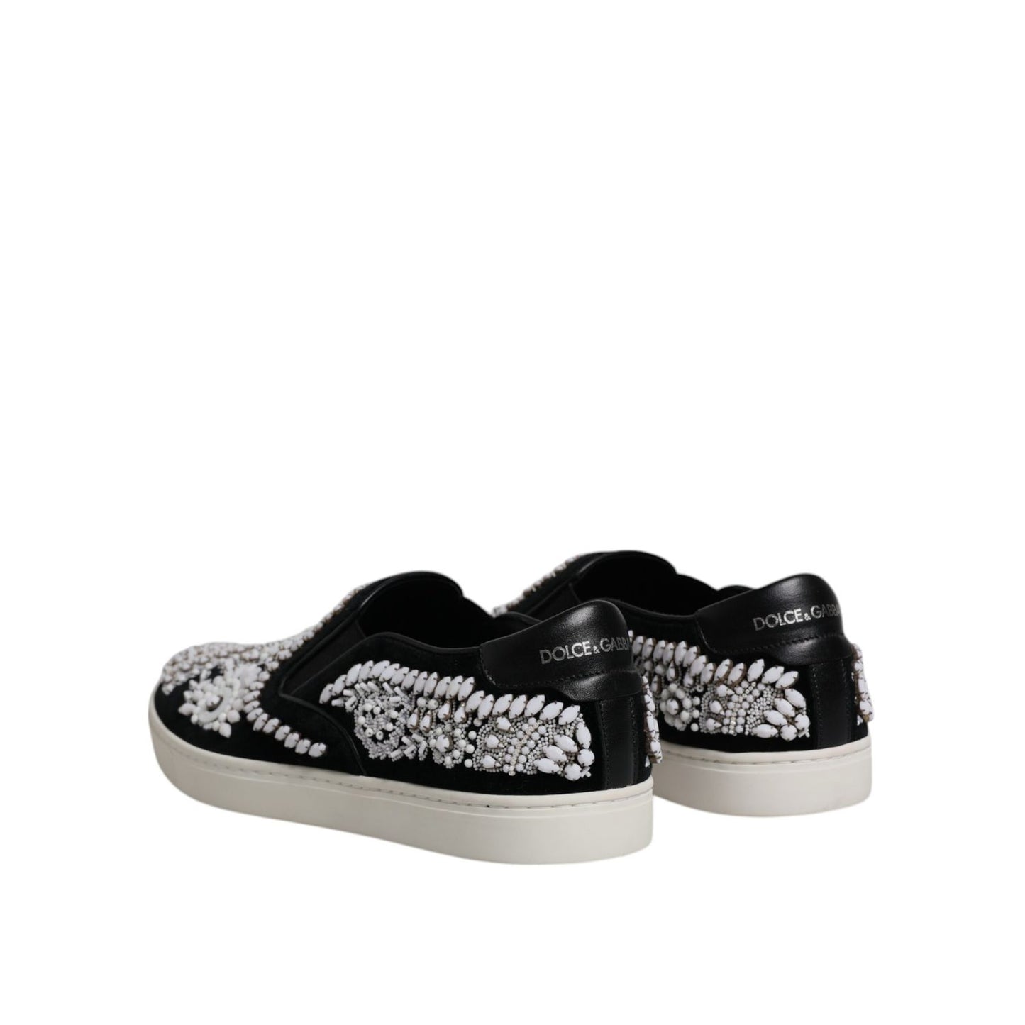 Dolce & Gabbana Black Embellished London Men Slip On Shoes MV6587-41