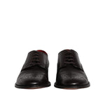 Dolce & Gabbana Black Calfskin Leather Derby Men Dress Shoes MV6612-45