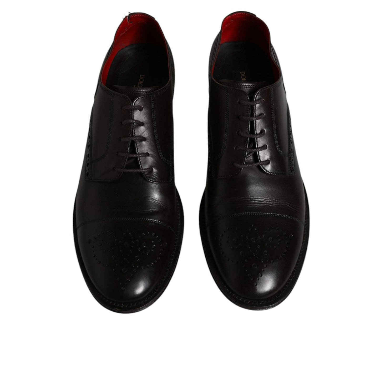 Dolce & Gabbana Black Calfskin Leather Derby Men Dress Shoes MV6612-45