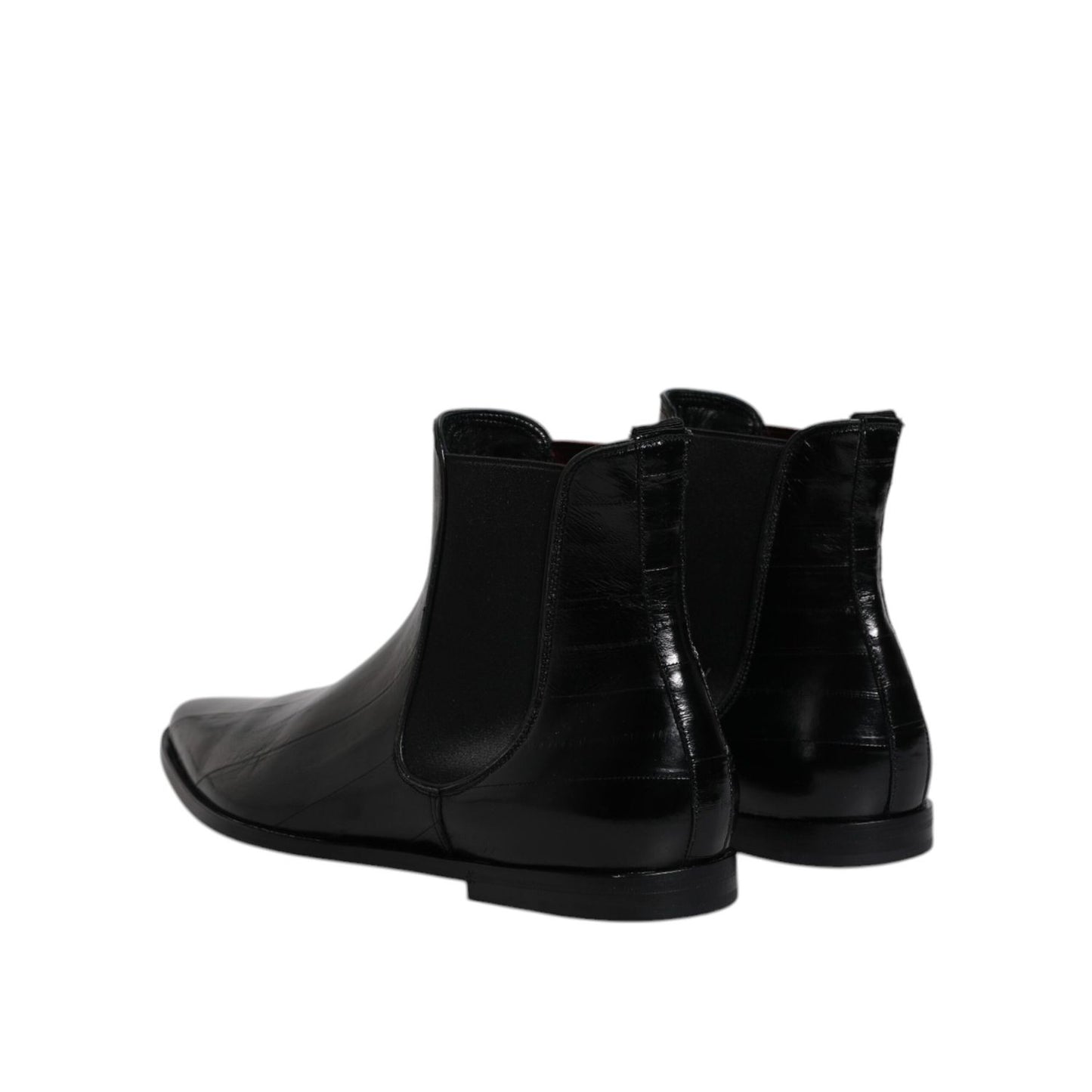 Dolce & Gabbana Black Leather Chelsea Men Ankle Boots Shoes MV6621-44