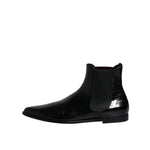 Dolce & Gabbana Black Leather Chelsea Men Ankle Boots Shoes MV6621-44