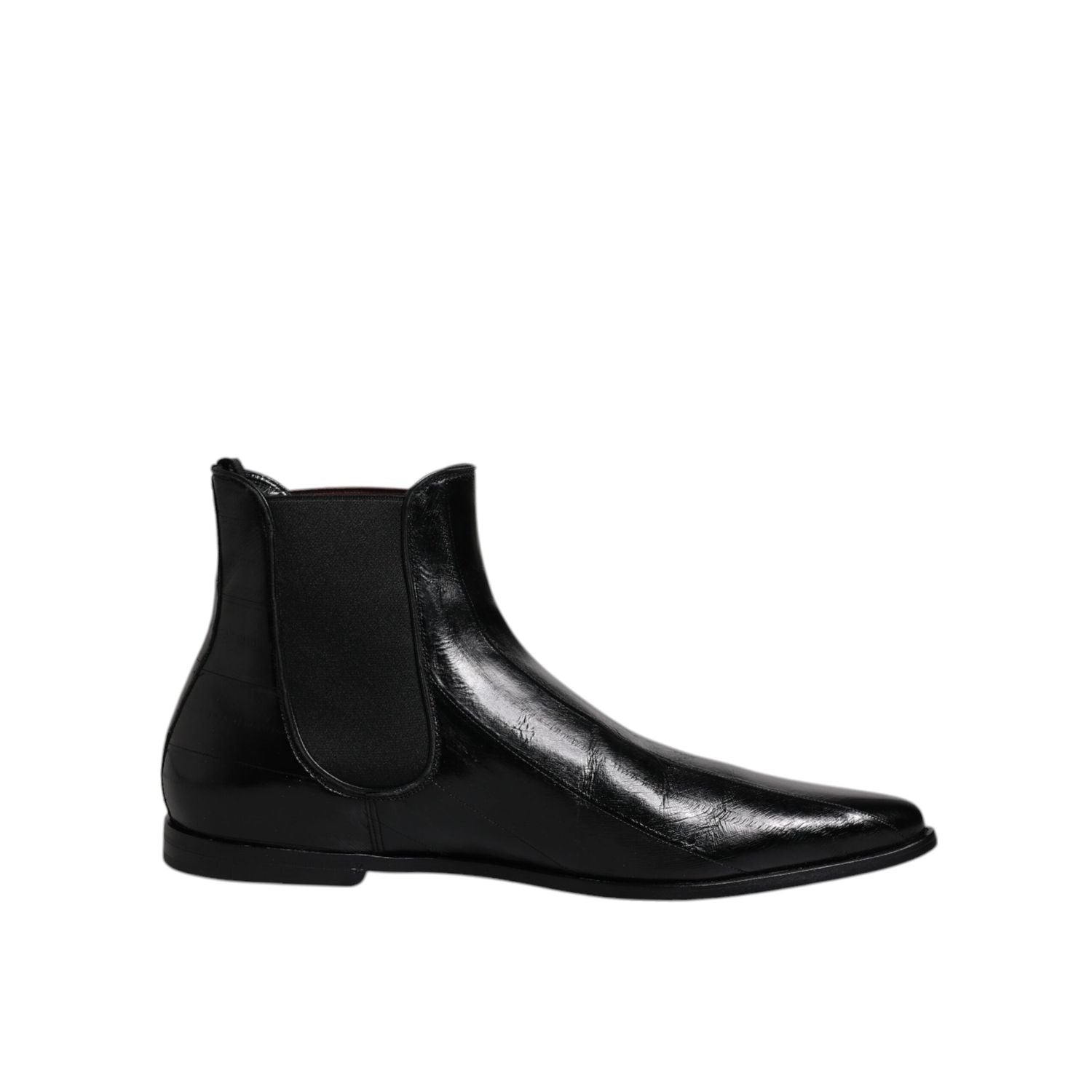 Dolce & Gabbana Black Leather Chelsea Men Ankle Boots Shoes