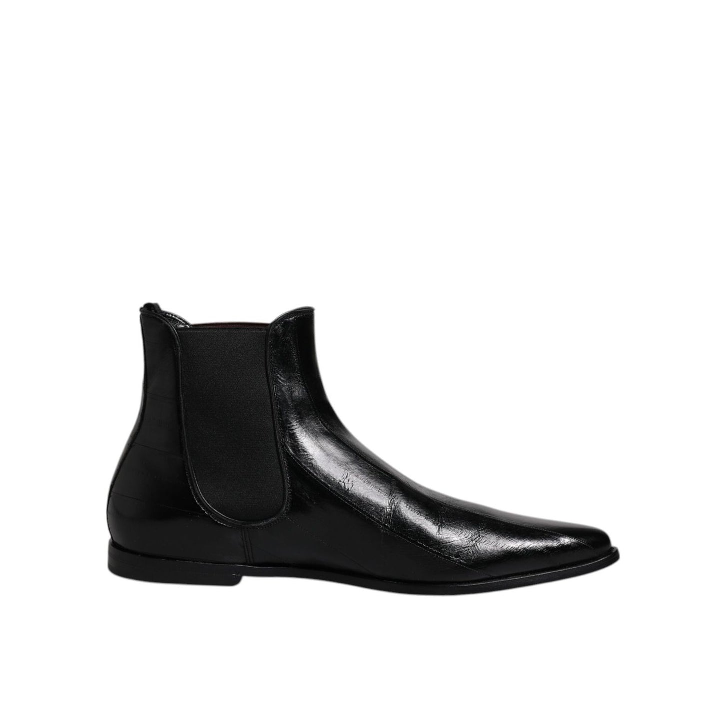 Dolce & Gabbana Black Leather Chelsea Men Ankle Boots Shoes MV6621-44