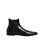 Dolce & Gabbana Black Leather Chelsea Men Ankle Boots Shoes MV6621-44