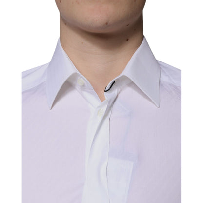 Dolce & Gabbana White Cotton Long Sleeve GOLD Dress Shirt