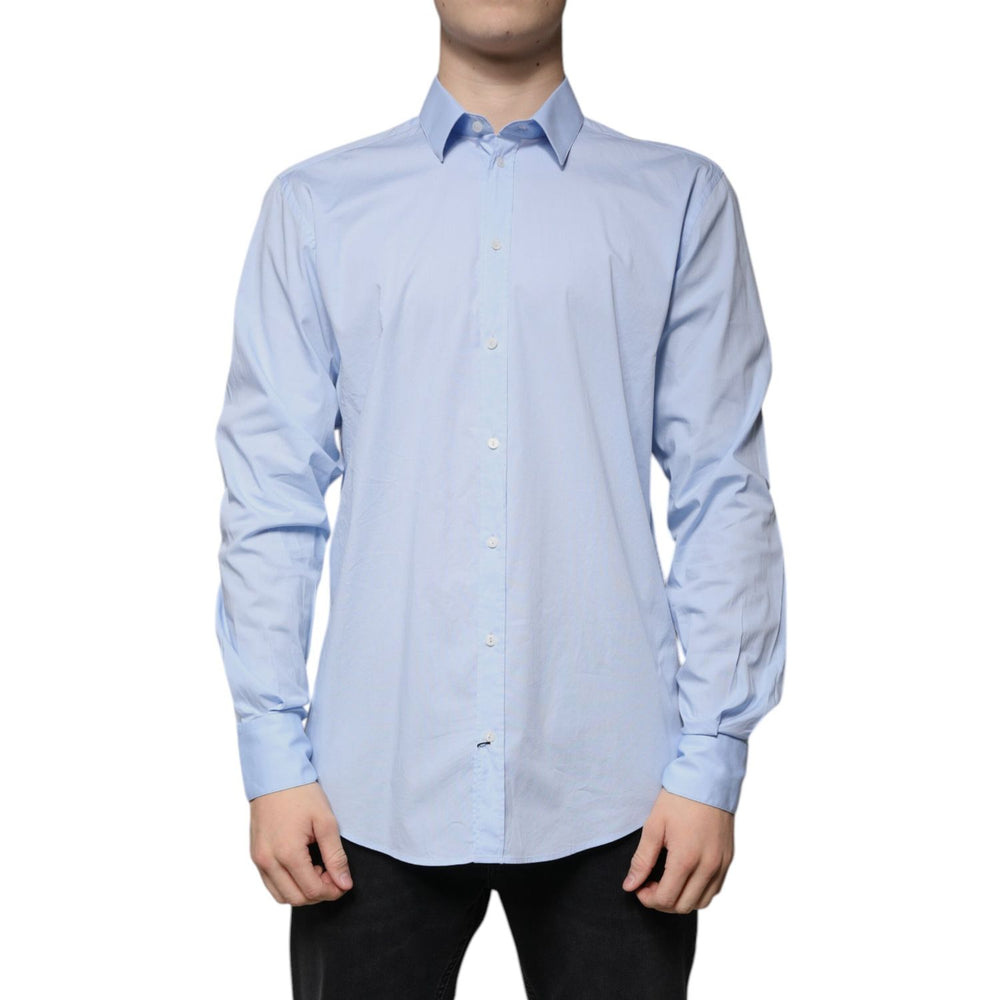 Dolce & Gabbana Light Blue Cotton Slim Fit MARTINI Dress Shirt TSH86472-41