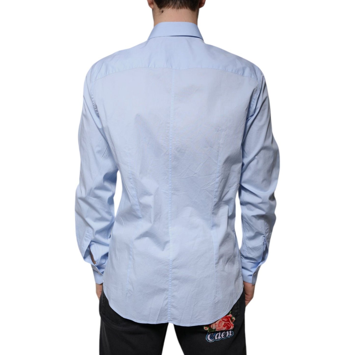 Dolce & Gabbana Light Blue Cotton Slim Fit MARTINI Dress Shirt TSH86472-41
