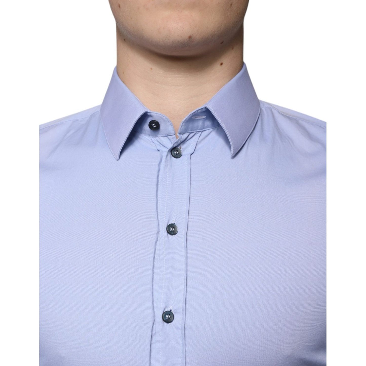 Dolce & Gabbana Light Blue Cotton Slim Fit SICILIA Dress Shirt TSH86476-38