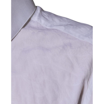 Dolce & Gabbana White Cotton Slim Fit Men MARTINI Dress Shirt