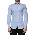 Dolce & Gabbana Light Blue Cotton Slim Fit GOLD Dress Shirt TSH86490-38