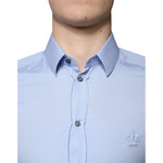 Dolce & Gabbana Light Blue Cotton Slim Fit GOLD Dress Shirt TSH86490-38