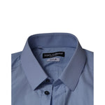 Dolce & Gabbana Light Blue Cotton Slim Fit GOLD Dress Shirt TSH86490-38