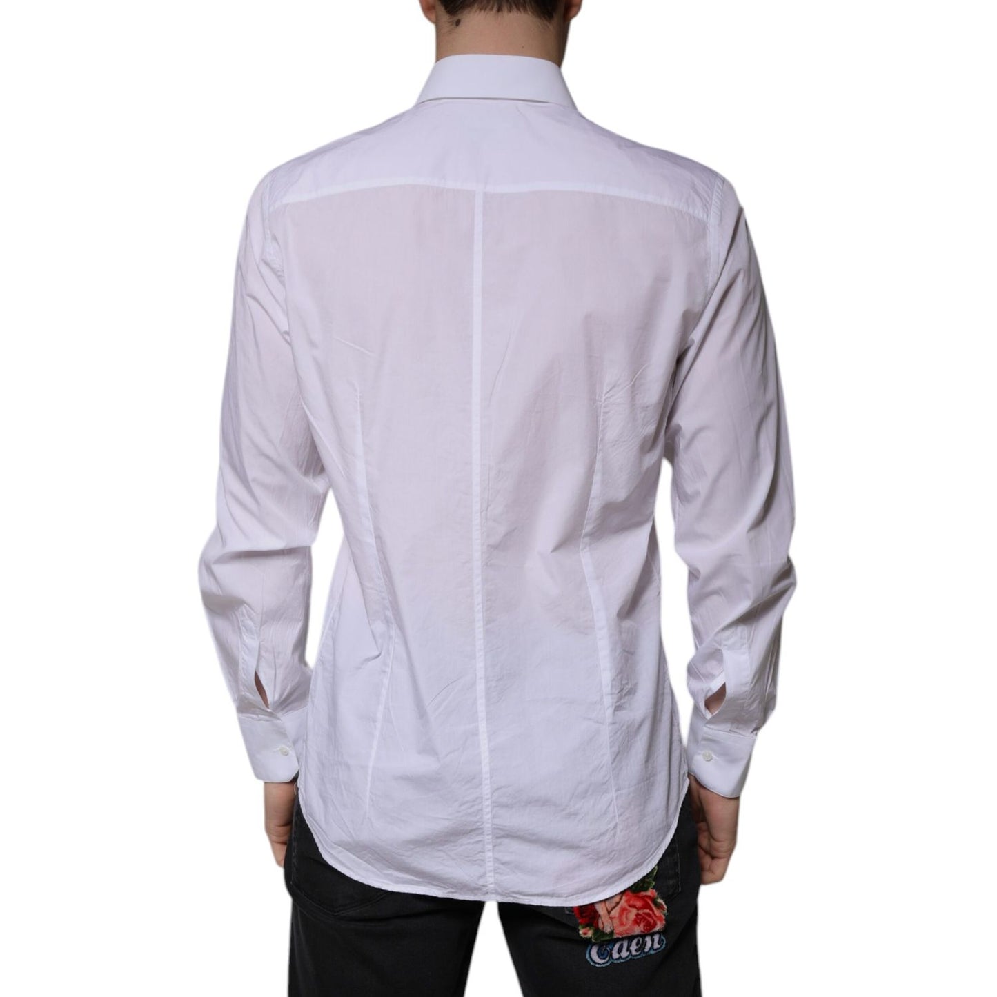 Dolce & Gabbana White Cotton Slim Fit MARTINI Men Dress Shirt