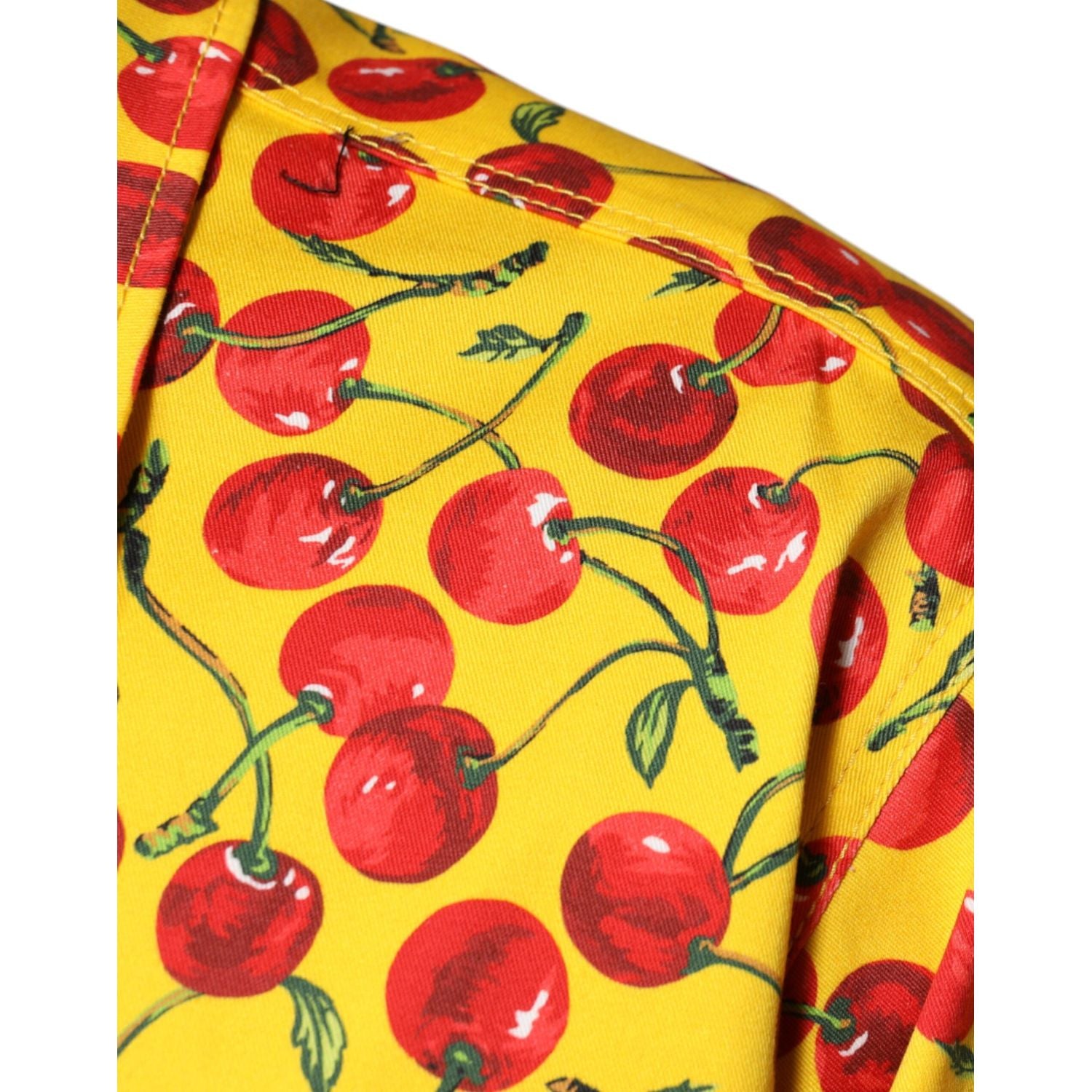 Dolce & Gabbana Yellow Cherry Button Down Men Casual Shirt