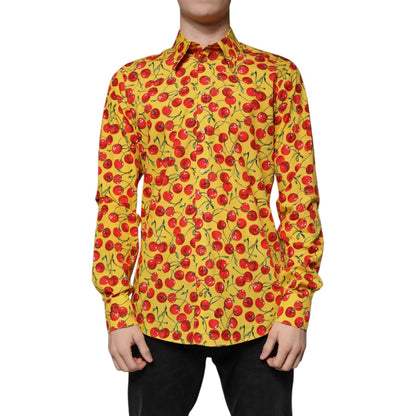 Dolce & Gabbana Yellow Cherry Cotton MARTINI Dress Shirt
