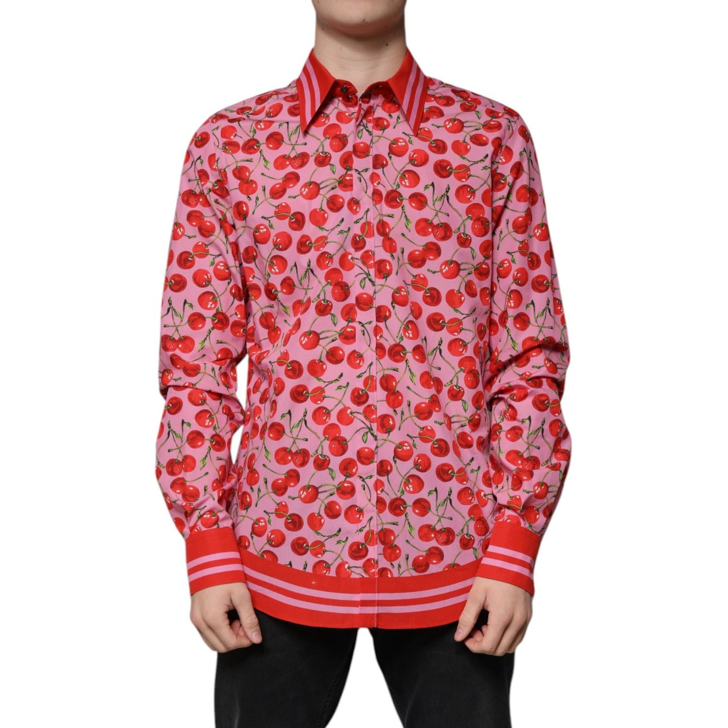 Dolce & Gabbana Pink Cherry Cotton Formal MARTINI Dress Shirt TSH87286-41