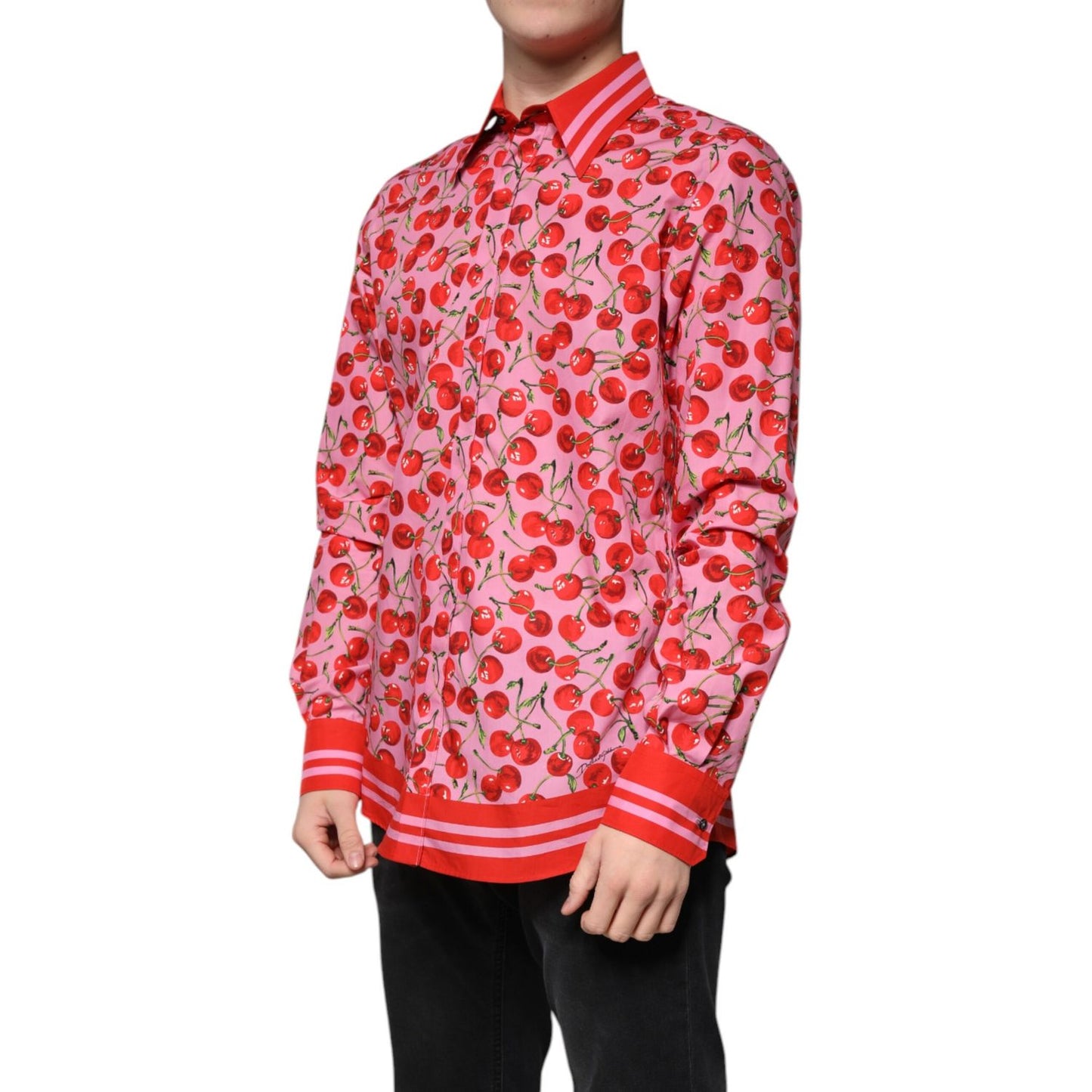 Dolce & Gabbana Pink Cherry Cotton Formal MARTINI Dress Shirt TSH87286-41
