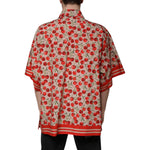 Dolce & Gabbana Beige Cherry Button Down Men Casual Shirt TSH87291-40
