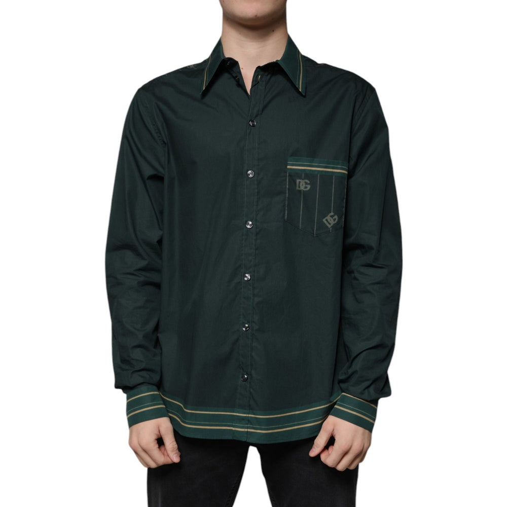 Dolce & Gabbana Green Logo Long Sleeve MARTINI Casual Shirt TSH87303-40