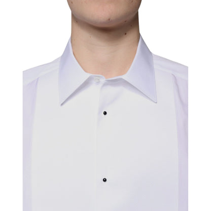 Dolce & Gabbana White Bib Cotton Poplin GOLD Formal Shirt