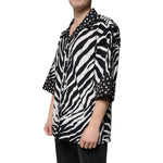 Dolce & Gabbana Black White Zebra Button Down Oversize Shirt TSH87345-38