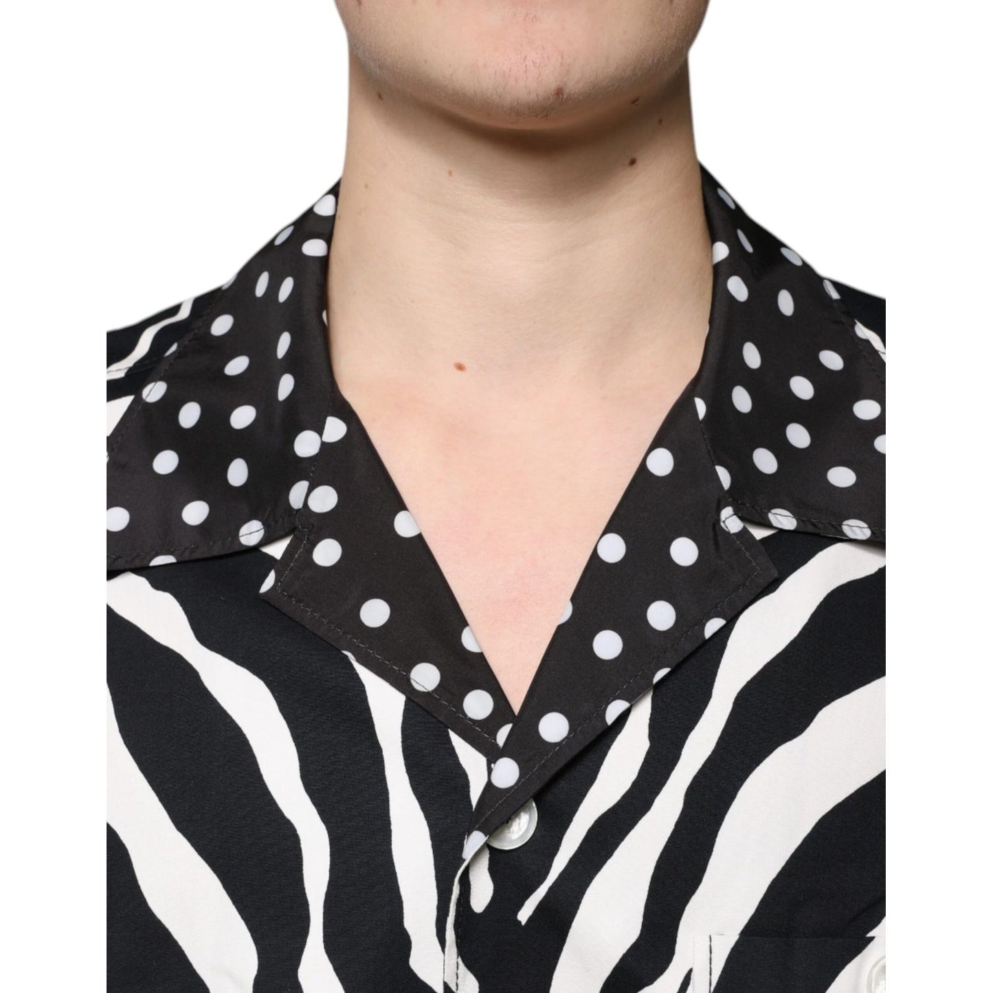 Dolce & Gabbana Black White Zebra Button Down Oversize Shirt TSH87345-38