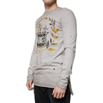Dolce & Gabbana Gray Printed Cotton Crewneck Pullover Sweater TSH87326-48
