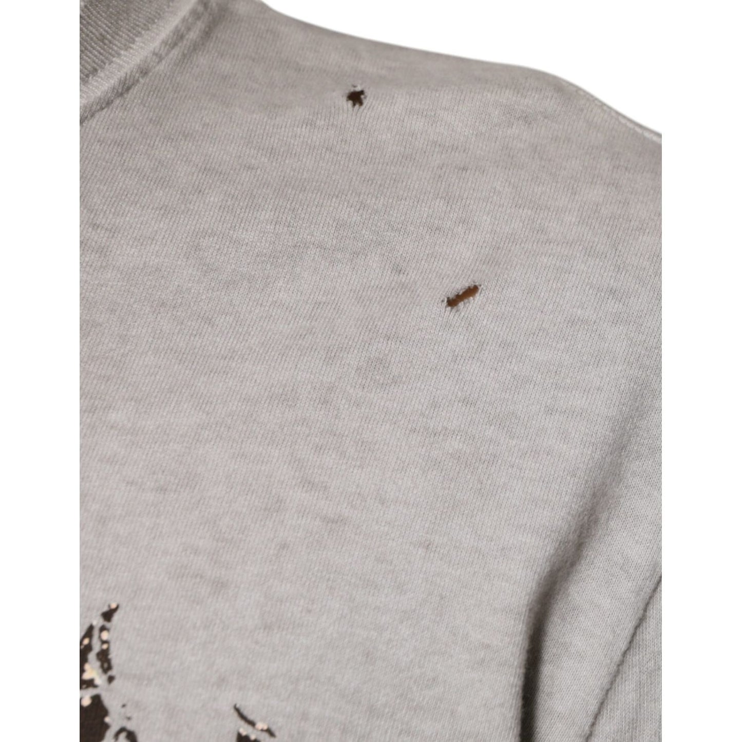 Dolce & Gabbana Gray Printed Cotton Crewneck Pullover Sweater TSH87326-48