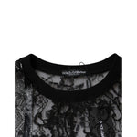 Dolce & Gabbana Black Nylon Floral Lace Crew Neck T-shirt TSH87295-50