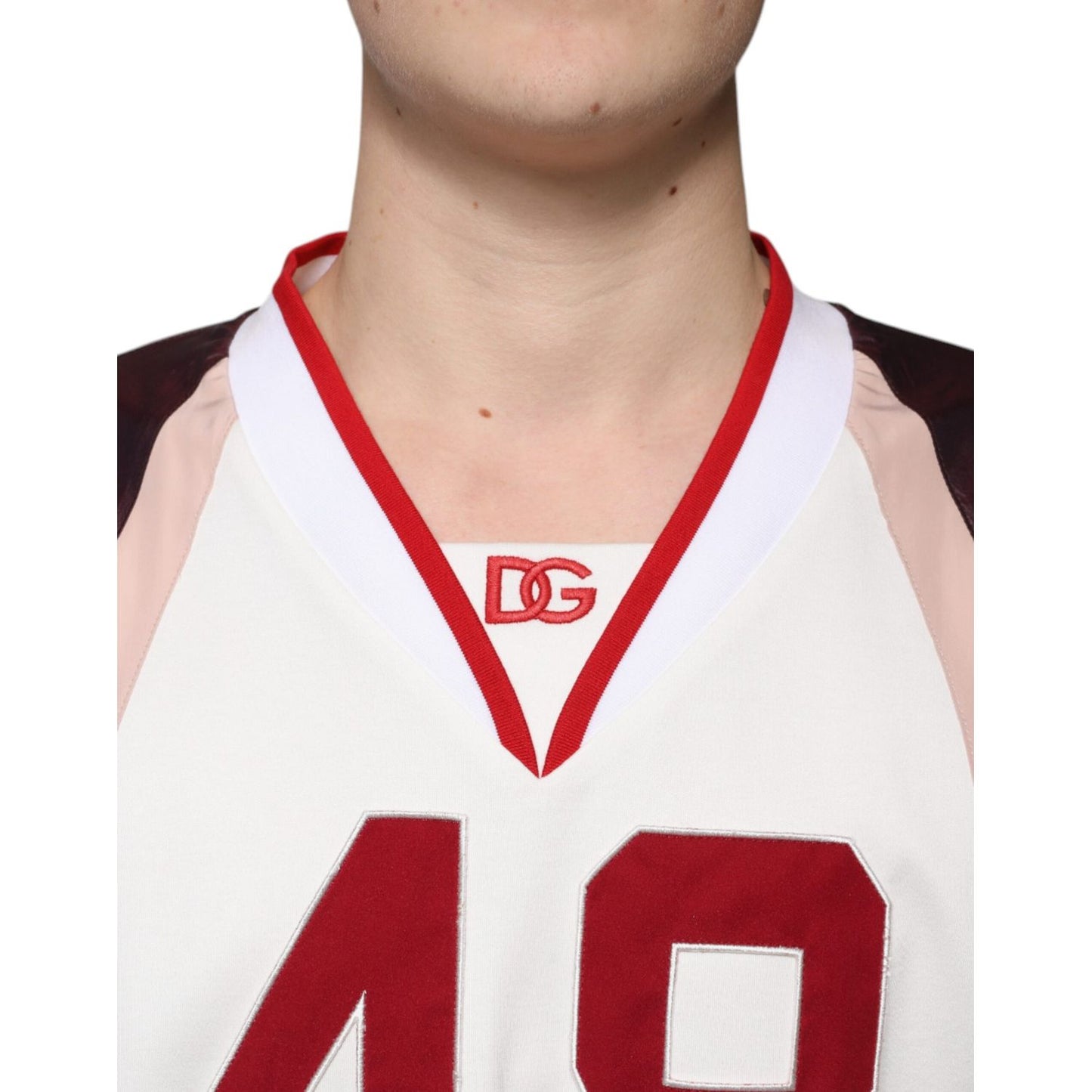 Dolce & Gabbana Multicolor Logo Jersey Cotton V-neck T-shirt