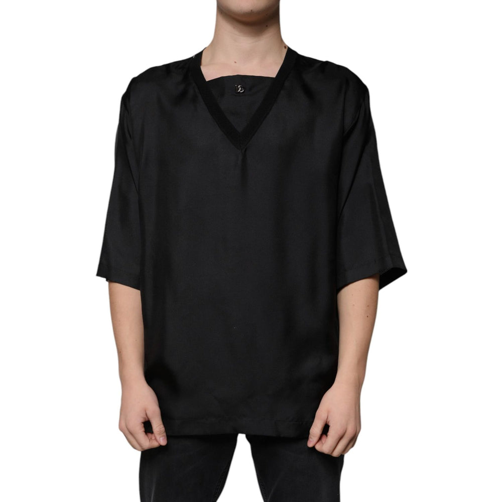 Dolce & Gabbana Black Cotton Square Neck Short Sleeve T-shirt TSH87310-50