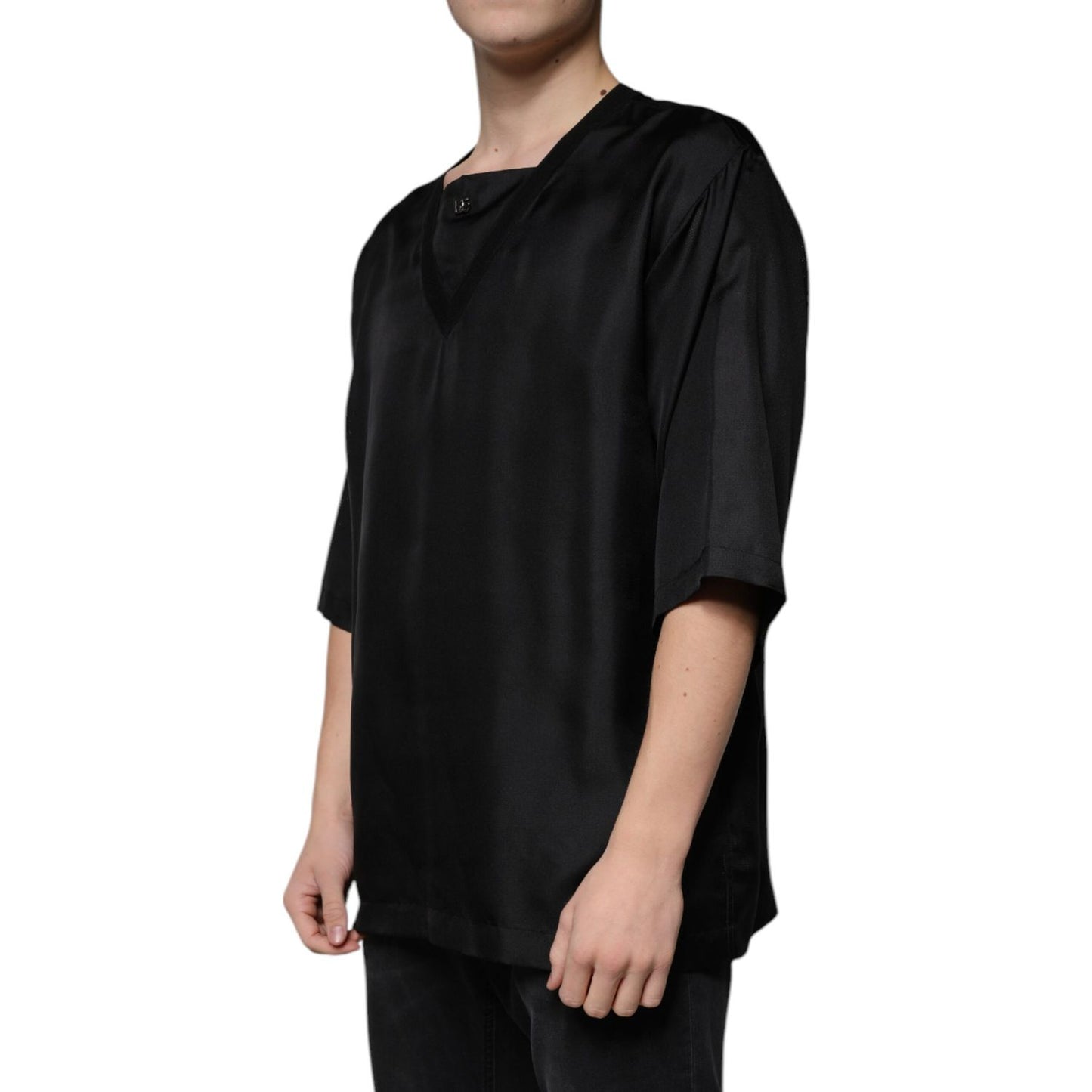 Dolce & Gabbana Black Cotton Square Neck Short Sleeve T-shirt TSH87310-50