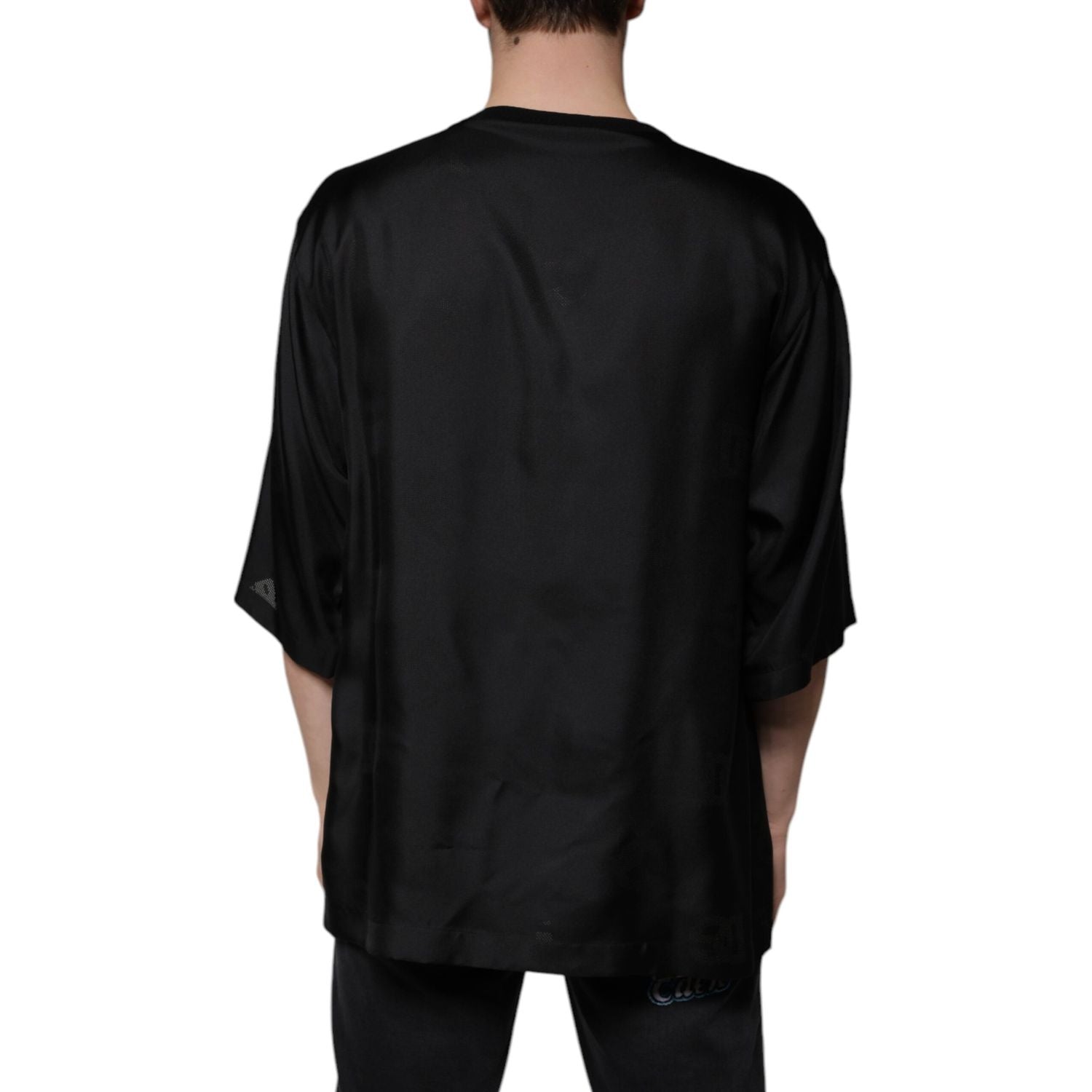 Dolce & Gabbana Black Cotton Square Neck Short Sleeve T-shirt