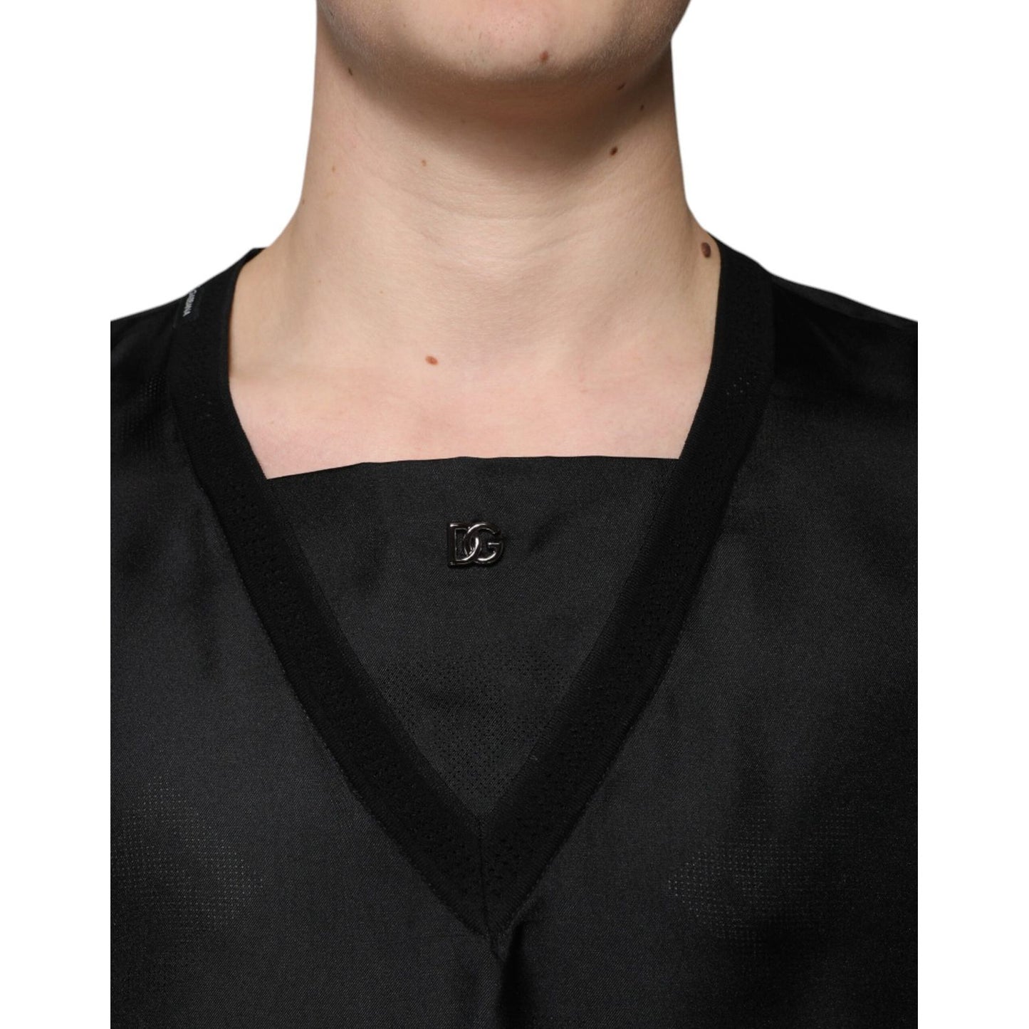 Dolce & Gabbana Black Cotton Square Neck Short Sleeve T-shirt TSH87310-50