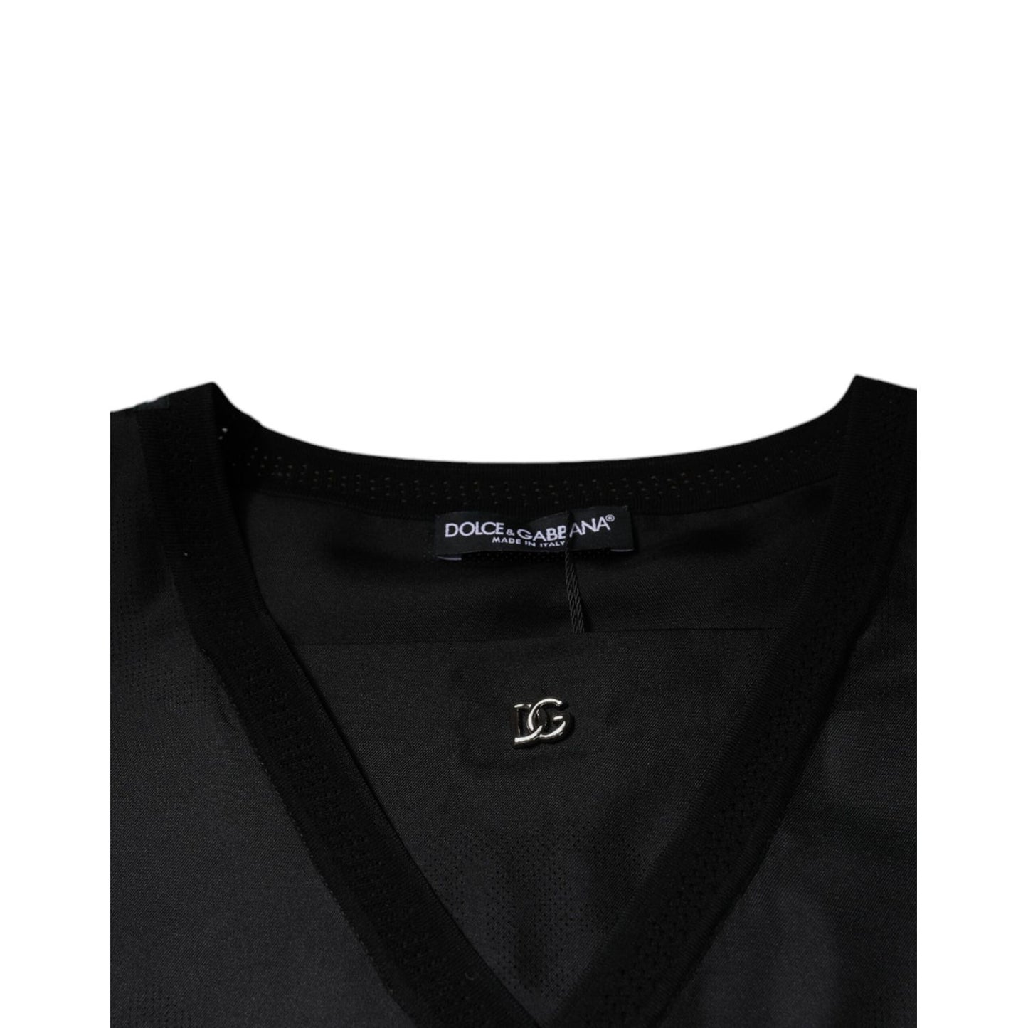 Dolce & Gabbana Black Cotton Square Neck Short Sleeve T-shirt TSH87310-50