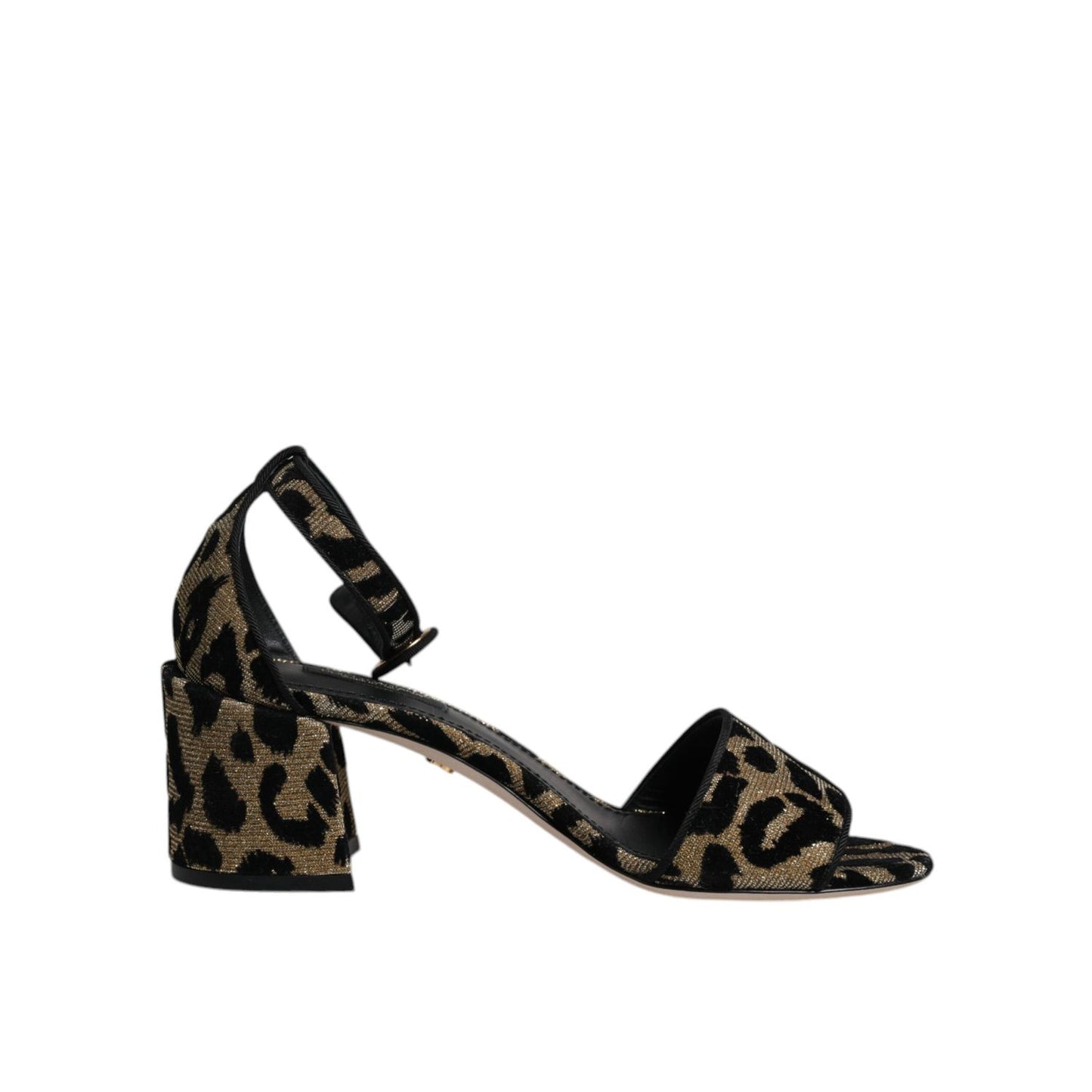 Dolce & Gabbana Gold Leopard Lurex Ankle Strap Heels Sandals Shoes