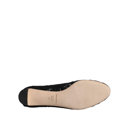 Dolce & Gabbana Black Mary Jane Taormina Lace Pumps Shoes