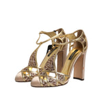Dolce & Gabbana Beige Crystal Embellished Satin Leather Pumps Shoes LA12055-35