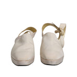 Dolce & Gabbana Off White Block Heels Slingback Sandals Shoes LA12057-39