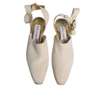 Dolce & Gabbana Off White Block Heels Slingback Sandals Shoes LA12057-39