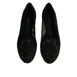 Dolce & Gabbana Black Taormina Lace Slip On Flats Shoes LA12060-37.5