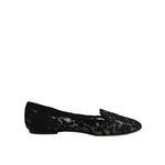 Dolce & Gabbana Black Taormina Lace Slip On Flats Shoes LA12060-37.5