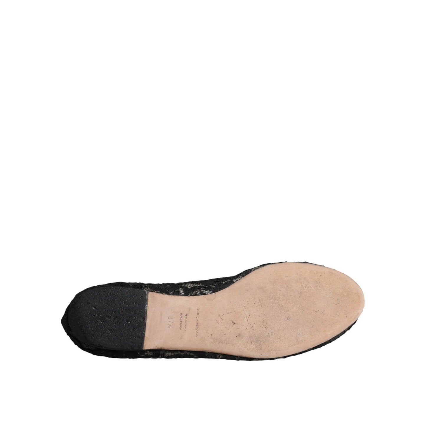 Dolce & Gabbana Black Taormina Lace Slip On Flats Shoes LA12060-37.5