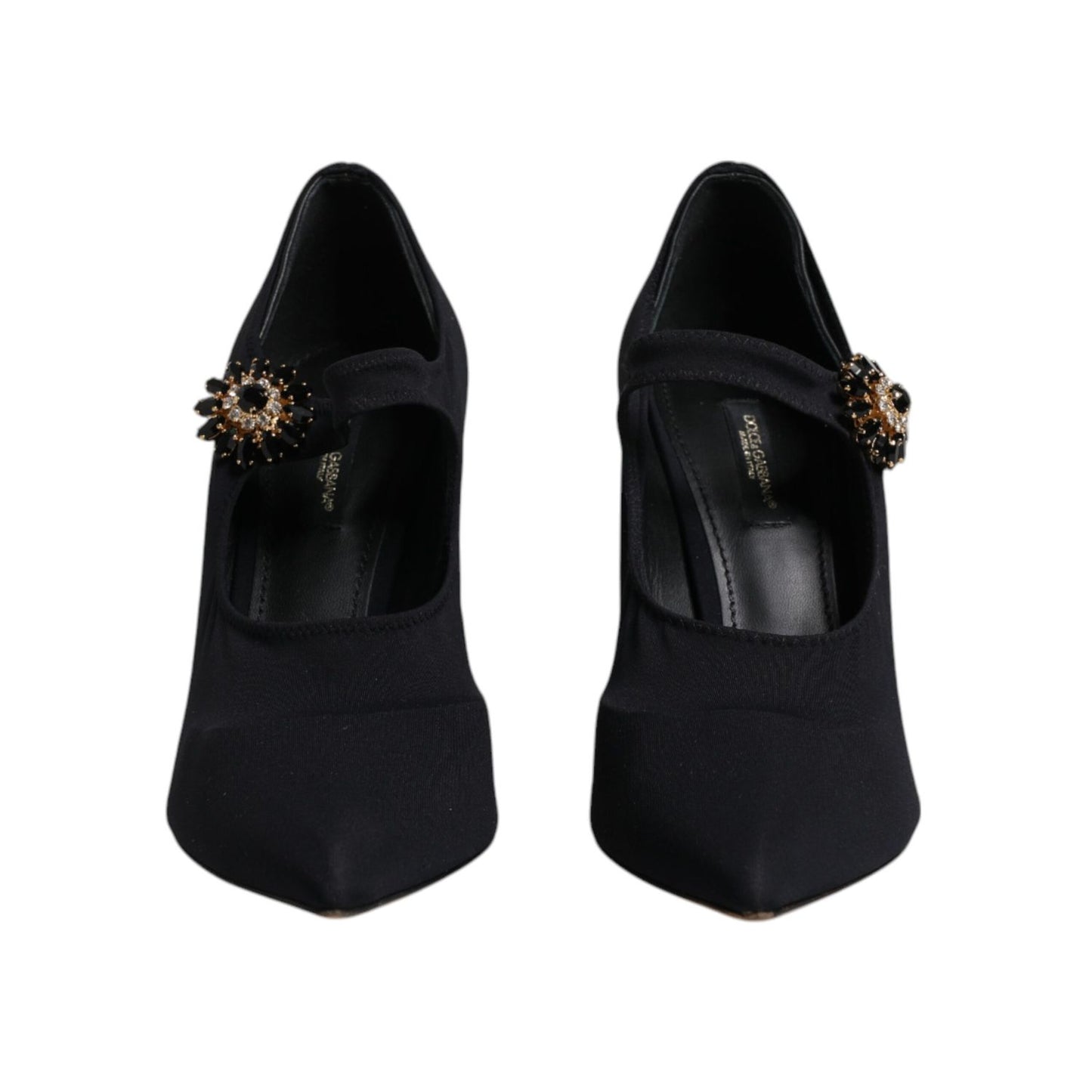 Dolce & Gabbana Black Mary Jane Stretch Crystal Pumps Shoes LA12061-38
