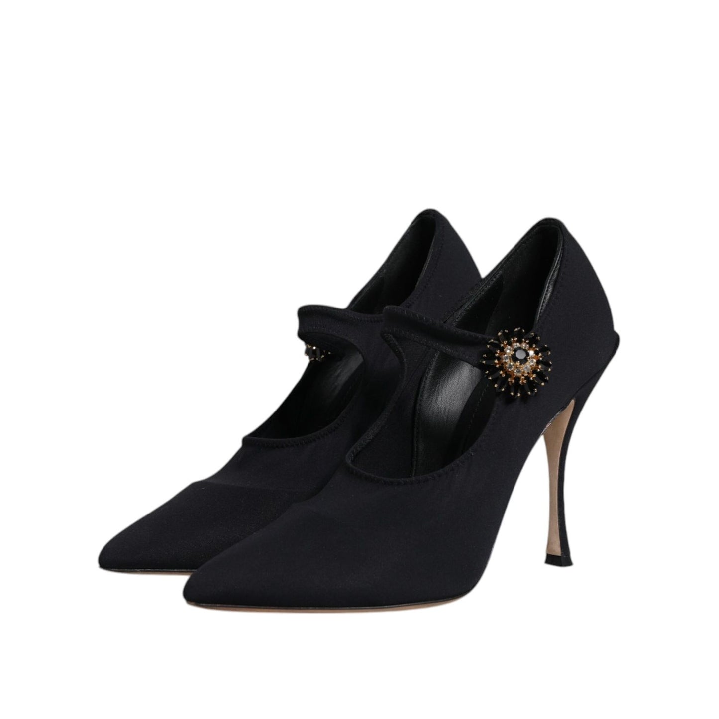 Dolce & Gabbana Black Mary Jane Stretch Crystal Pumps Shoes