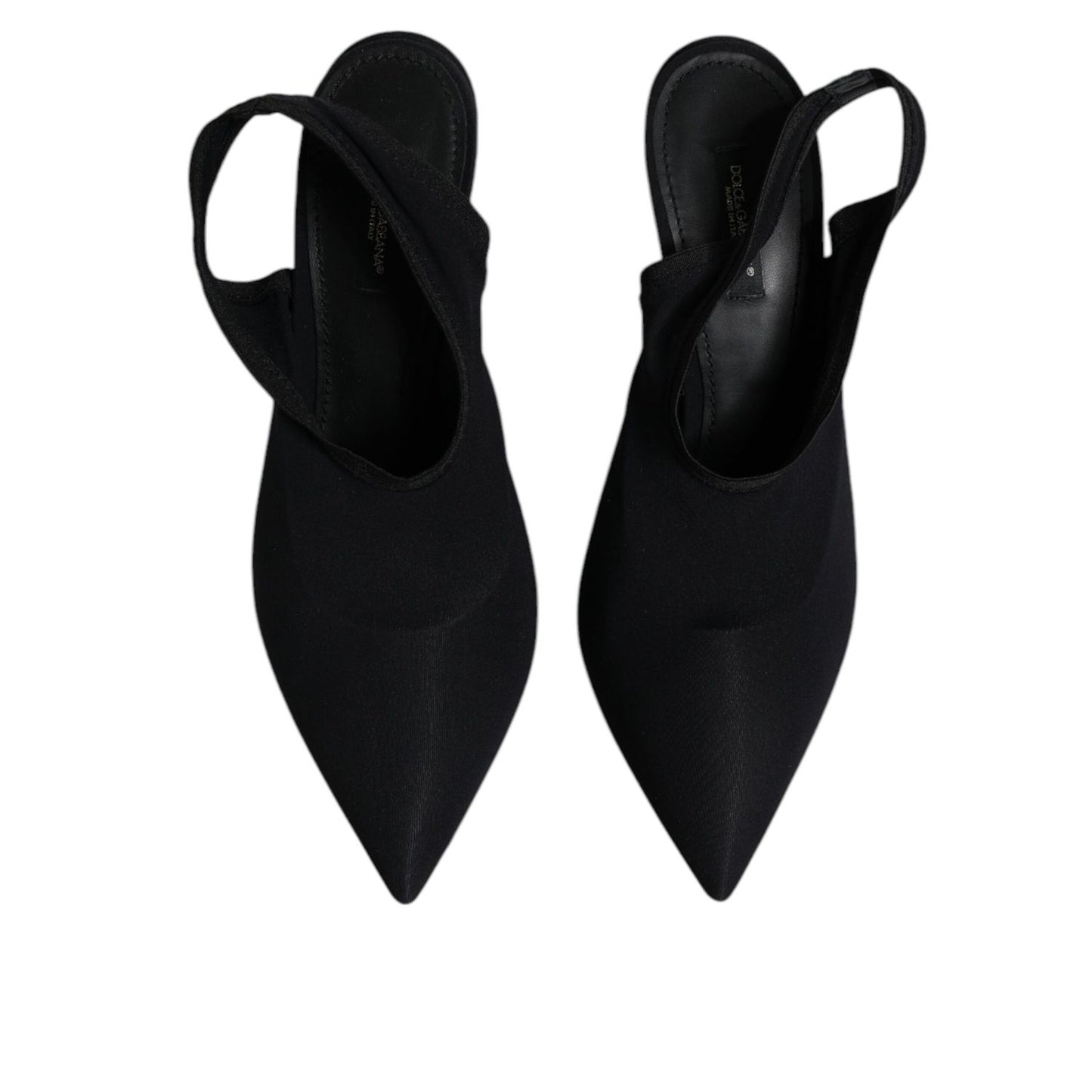 Dolce & Gabbana Black Jersey Stretch Heels Slingback Shoes